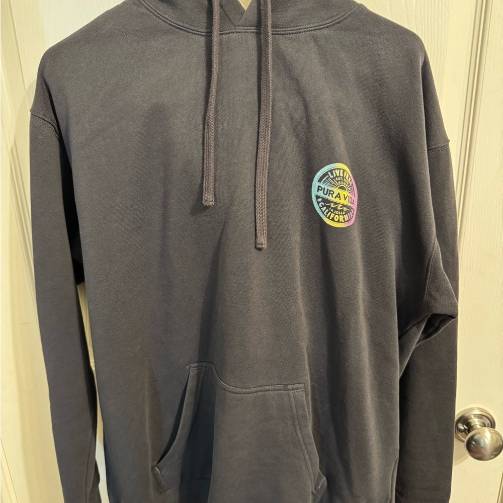Pura Vida Charcoal Hoodie with Colorful Logo